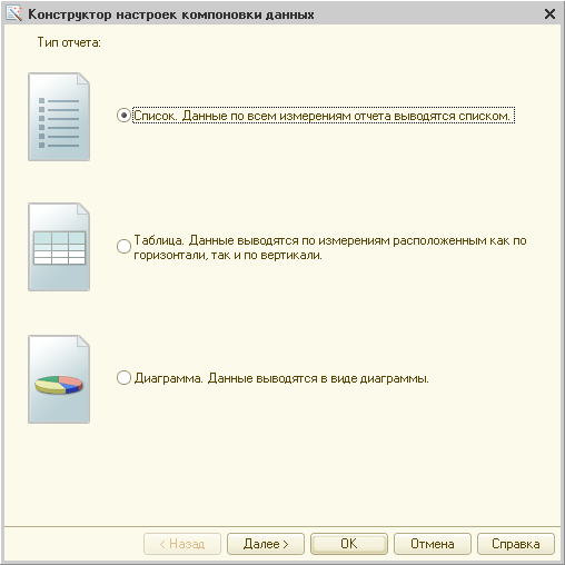 Конструктор настроек компоновки данных