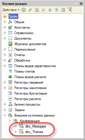 Конструктор таблиц внешнего источника данных